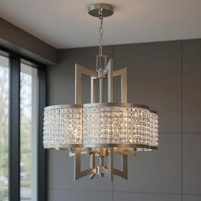 Four Light Dimmable Chandelier With Shades