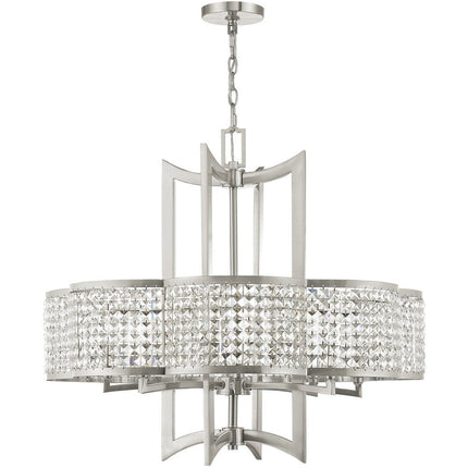 Eight Light Dimmable Chandelier With Shades