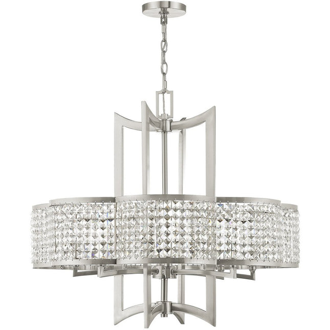 Eight Light Dimmable Chandelier With Shades