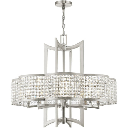 Eight Light Dimmable Chandelier With Shades
