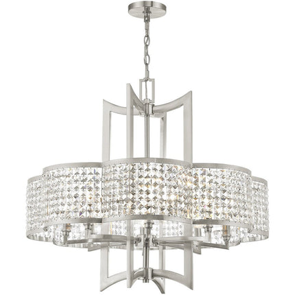 Eight Light Dimmable Chandelier With Shades