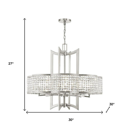 Eight Light Dimmable Chandelier With Shades