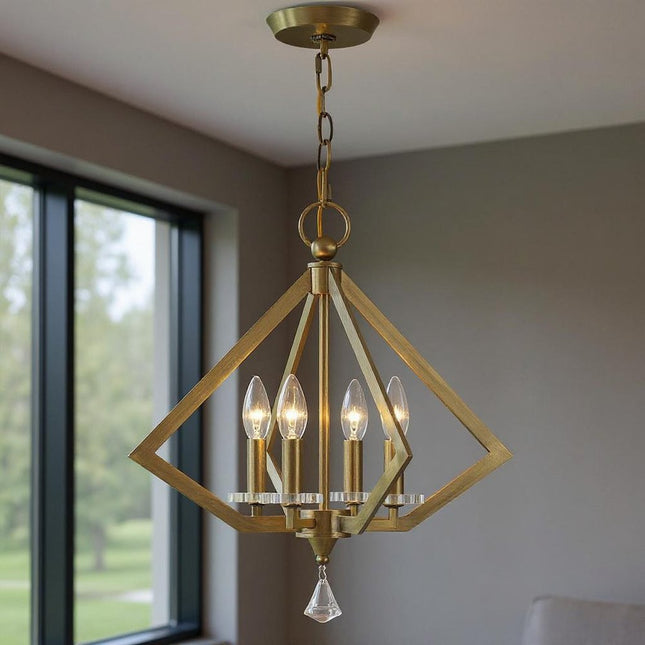 Four Light Dimmable Chandelier With Shades
