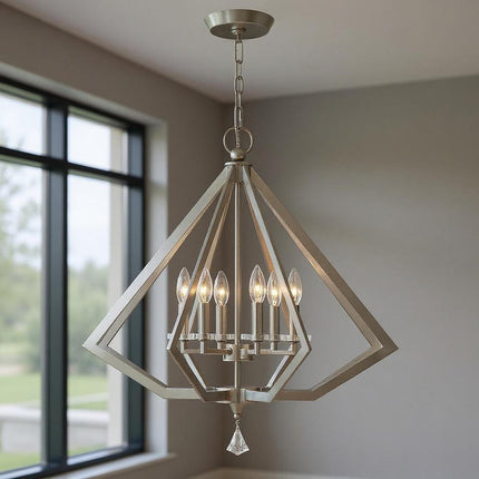 Six Light Dimmable Chandelier With Shades