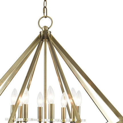 Eight Light Dimmable Chandelier With Shades