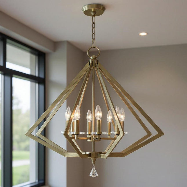 Eight Light Dimmable Chandelier With Shades