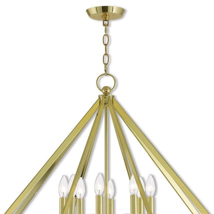 Eight Light Dimmable Chandelier With Shades