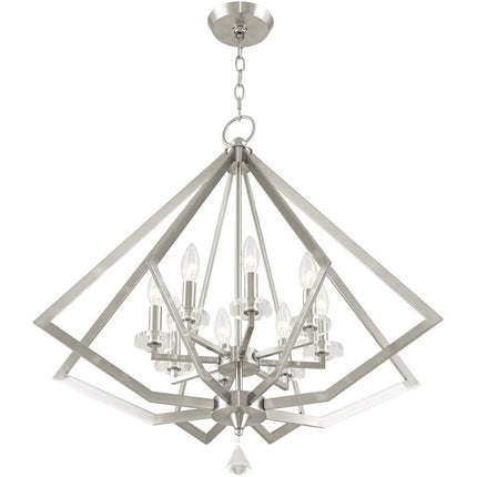 Eight Light Dimmable Chandelier With Shades