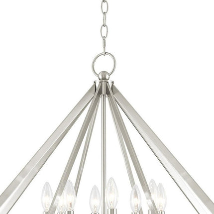 Eight Light Dimmable Chandelier With Shades