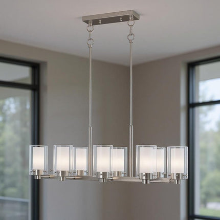 Ten Light Dimmable Chandelier With Shades