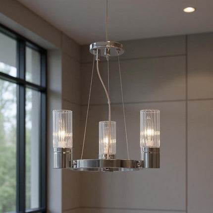 Three Light Dimmable Chandelier With Shades