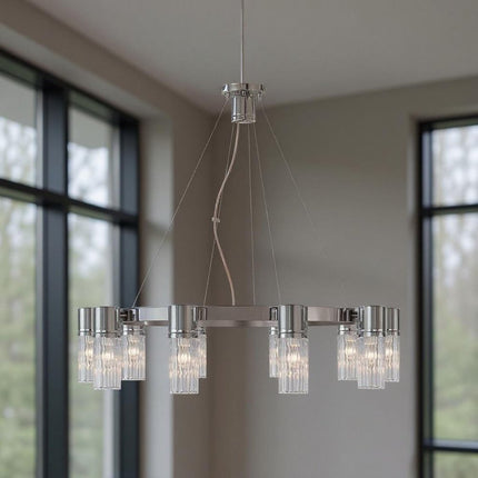 Ten Light Dimmable Chandelier With Shades