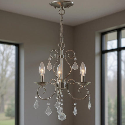 Three Light Dimmable Chandelier With Shades
