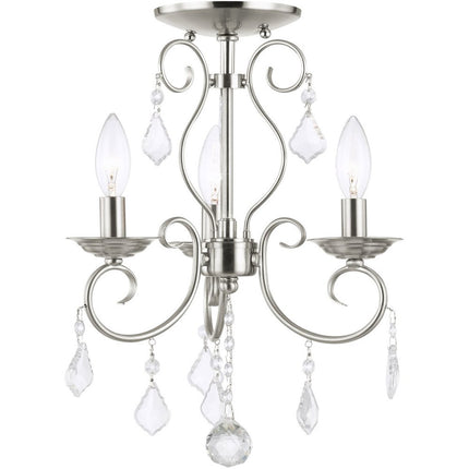 Three Light Dimmable Chandelier With Shades
