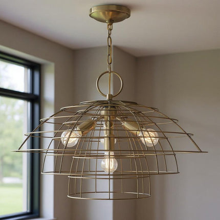 Four Light Dimmable Chandelier With Shades