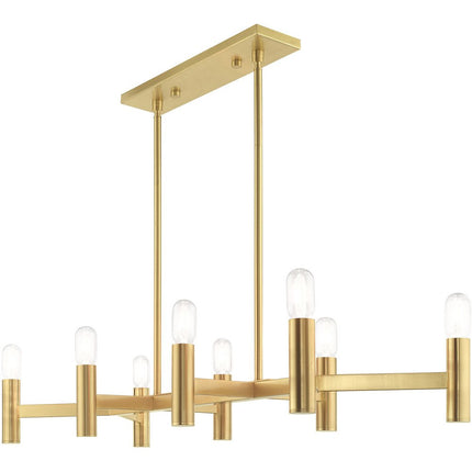 Eight Light Dimmable Chandelier With Shades