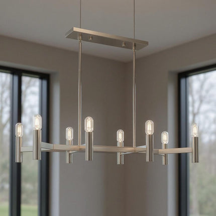 Eight Light Dimmable Chandelier With Shades