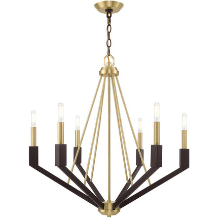 Six Light Dimmable Chandelier With Shades