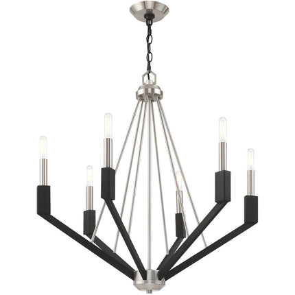 Six Light Dimmable Chandelier With Shades