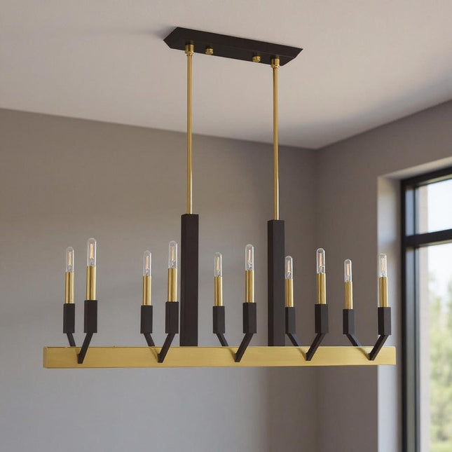 Ten Light Dimmable Chandelier With Shades