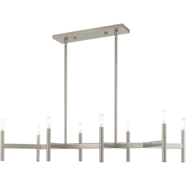 Eight Light Dimmable Chandelier With Shades