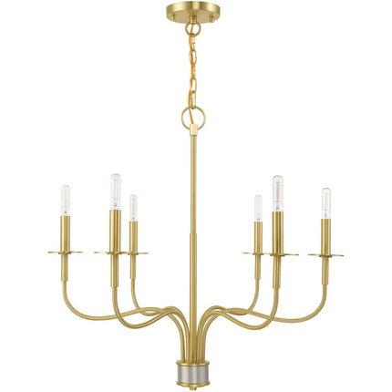 Six Light Dimmable Chandelier With Shades