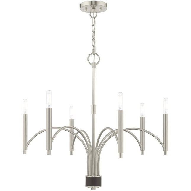 Six Light Dimmable Chandelier With Shades