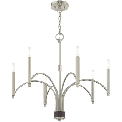 Six Light Dimmable Chandelier With Shades