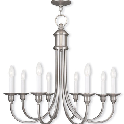 Eight Light Dimmable Chandelier With Shades
