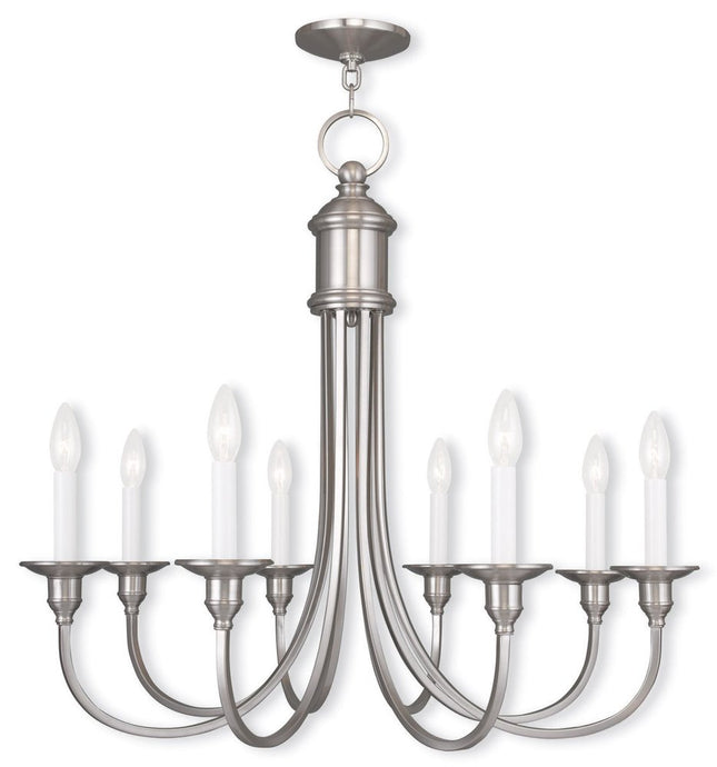 Eight Light Dimmable Chandelier With Shades