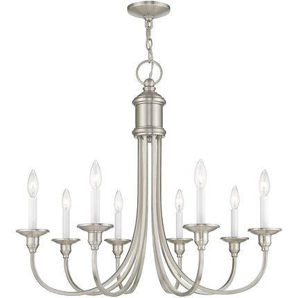 Eight Light Dimmable Chandelier With Shades