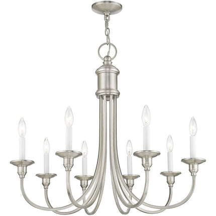 Eight Light Dimmable Chandelier With Shades