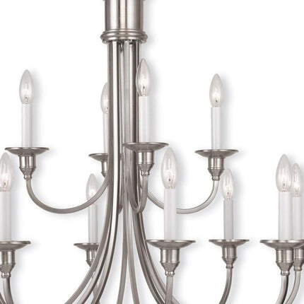 Twelve Light Dimmable Chandelier With Shades