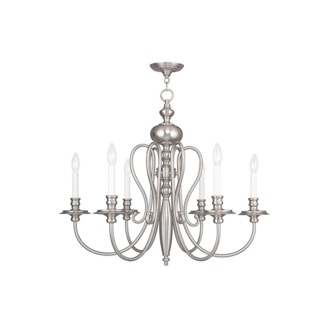 Six Light Dimmable Chandelier With Shades