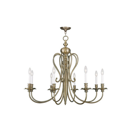 Eight Light Dimmable Chandelier With Shades