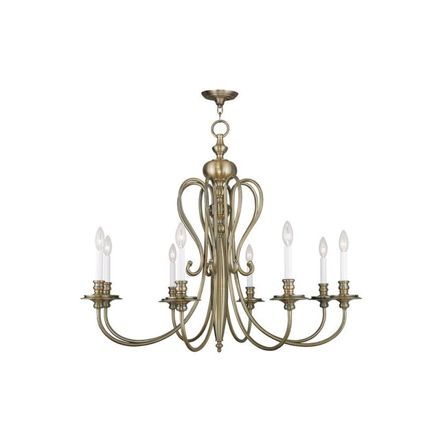Eight Light Dimmable Chandelier With Shades