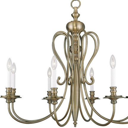 Eight Light Dimmable Chandelier With Shades