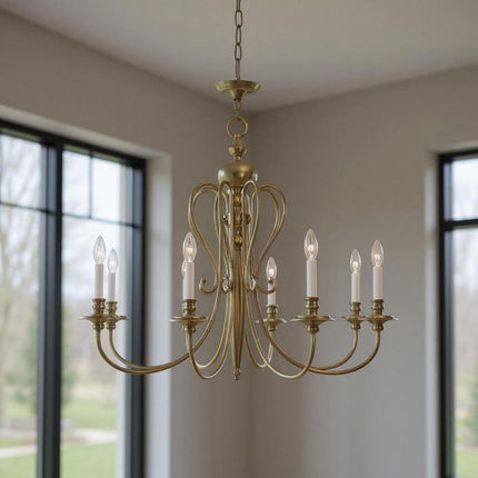 Eight Light Dimmable Chandelier With Shades