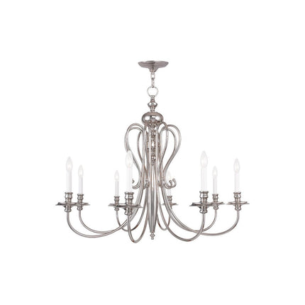 Eight Light Dimmable Chandelier With Shades