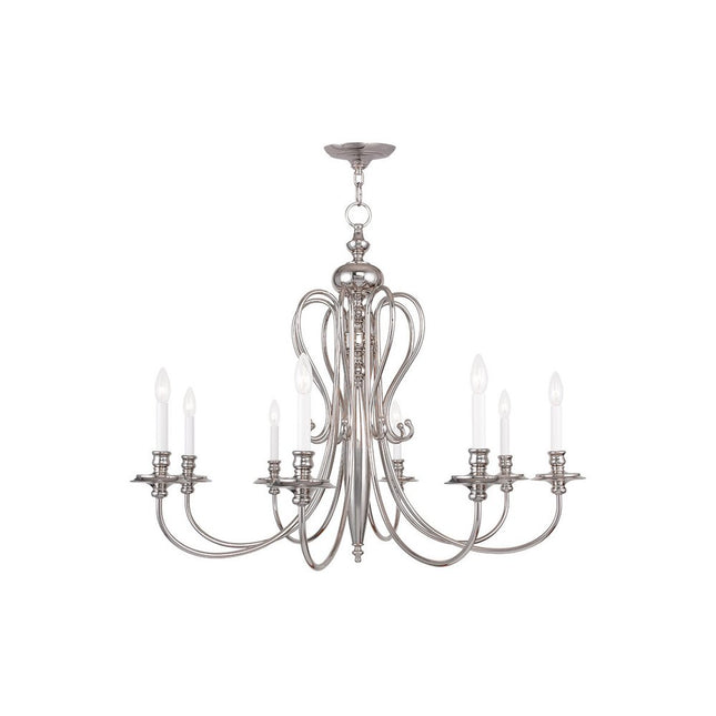 Eight Light Dimmable Chandelier With Shades