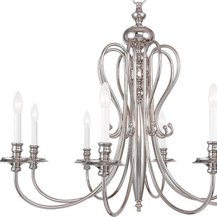 Eight Light Dimmable Chandelier With Shades