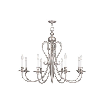 Eight Light Dimmable Chandelier With Shades