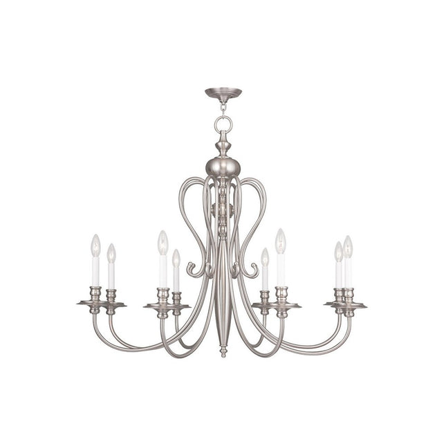 Eight Light Dimmable Chandelier With Shades