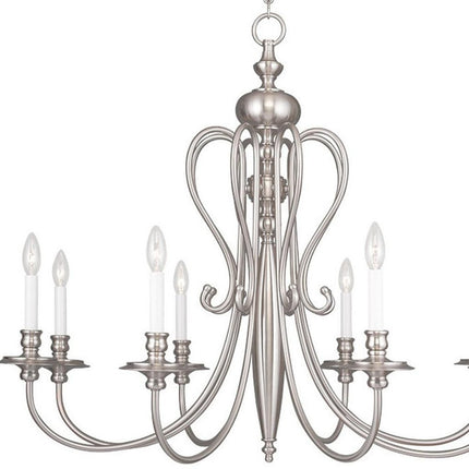 Eight Light Dimmable Chandelier With Shades