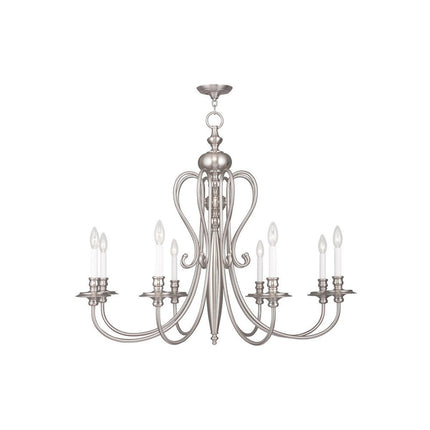 Eight Light Dimmable Chandelier With Shades
