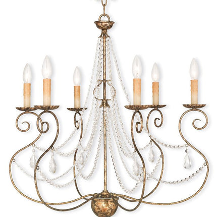 Six Light Dimmable Chandelier With Shades
