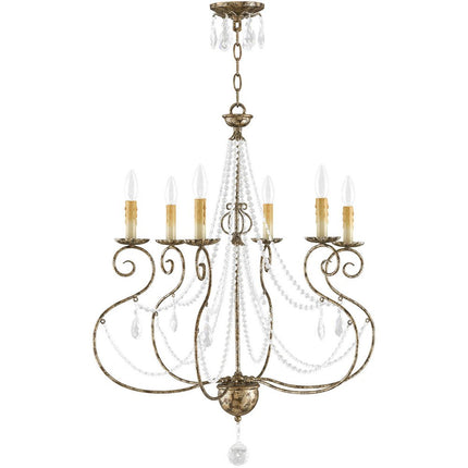 Six Light Dimmable Chandelier With Shades