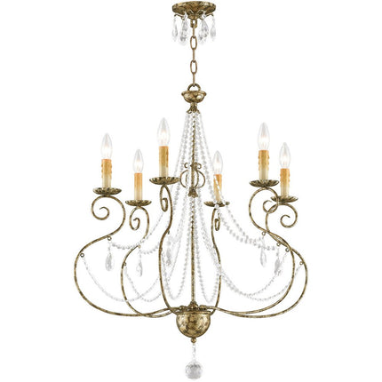 Six Light Dimmable Chandelier With Shades