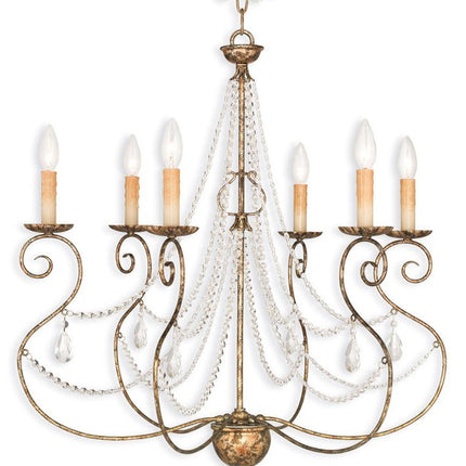 Six Light Dimmable Chandelier With Shades