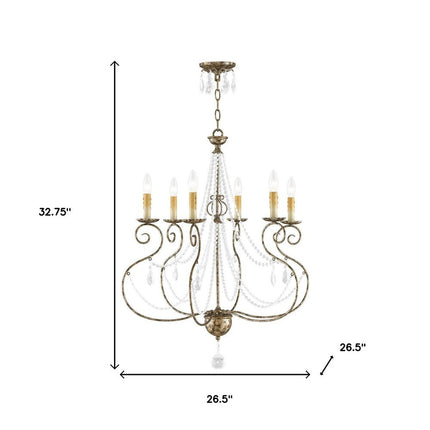 Six Light Dimmable Chandelier With Shades